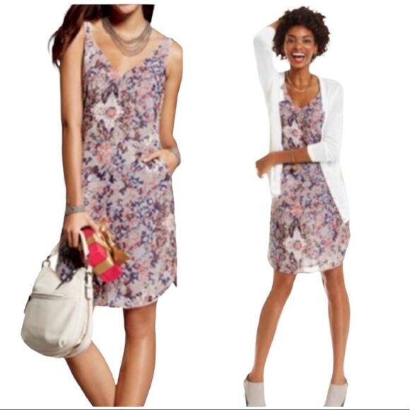 CABI Flowy Chiffon Abstract Print Fresco Slipdress Tunic #5049 - Picture 1 of 8